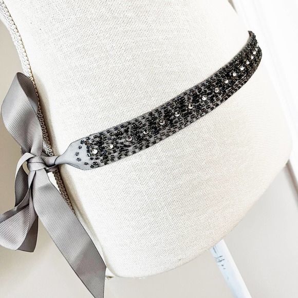J. Crew Crystal & Grosgrain Ribbon Belt